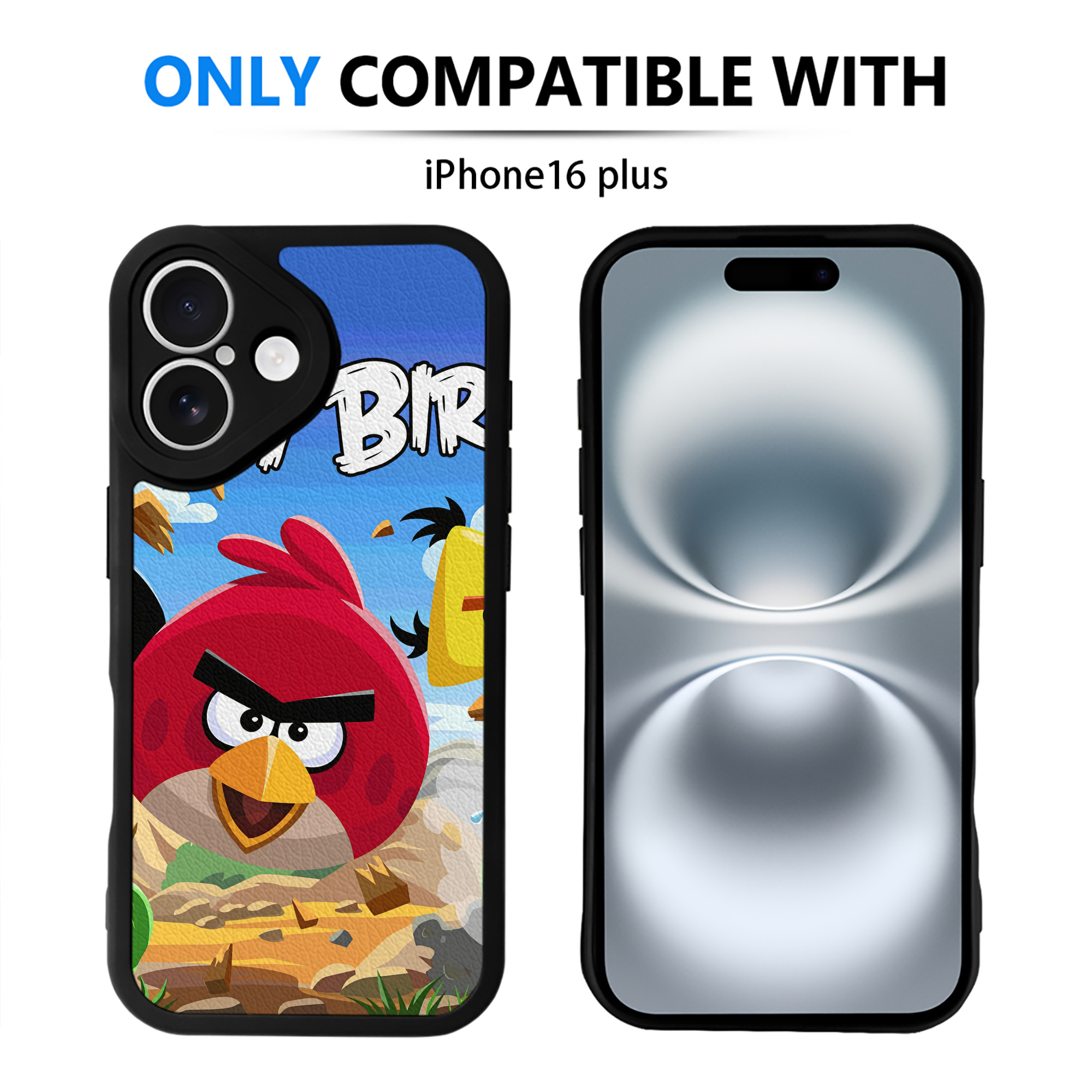 （画像用） Angry Birds アングリーバード 【iPhone 16シリーズ対応】シリコンスマホケース（レザー調） 材質：シリコン